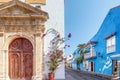 Colorful houses in the old town Cartagena, Colombia Royalty Free Stock Photo