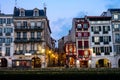 Colorful houses in the Old Town center of Bayonne, french Basque Country, France Royalty Free Stock Photo