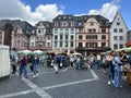 Colorful houses in old town Mainz Germany