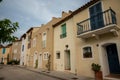 Colorful houses in Port Grimaud, village on Mediterranean sea with yacht harbour, Provence, France Royalty Free Stock Photo