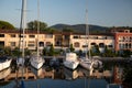 Colorful houses in Port Grimaud, village on Mediterranean sea with yacht harbour, Provence, France Royalty Free Stock Photo