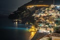 Colorful houses of Positano along Amalfi coast at night, Italy. Night landscape Royalty Free Stock Photo