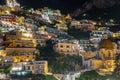 Colorful houses of Positano along Amalfi coast at night, Italy. Night landscape Royalty Free Stock Photo