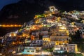 Colorful houses of Positano along Amalfi coast at night, Italy Royalty Free Stock Photo