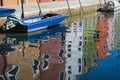 Colorful houses and reflections, Burano, Italy Royalty Free Stock Photo