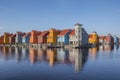 Colorful houses at the Reitdiephaven in Groningen Royalty Free Stock Photo