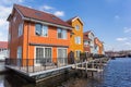 Colorful houses at the Reitdiephaven in Groningen Royalty Free Stock Photo