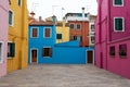 Colorful Houses at the Rio Pontinello on Burano Island, Venice Royalty Free Stock Photo