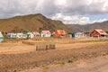 Colorful houses in rural settlement in Mongolia