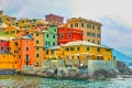 Colorful houses by the sea in Boccadasse in Genoa