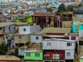 Colorful houses in slums of the city Valparaiso, Chile Royalty Free Stock Photo