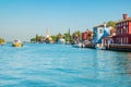 Colorful houses on the small island Mazzorbo in the northern Venetian Lagoon Royalty Free Stock Photo
