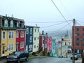 Colorful houses in St. John`s Royalty Free Stock Photo