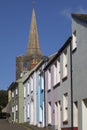 Colorful Houses and St Mary`s Church - Tenby - Wales