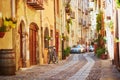 Colorful houses on a street of Bosa, Sardinia, Italy Royalty Free Stock Photo