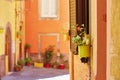 Colorful houses on a street of Bosa, Sardinia, Italy Royalty Free Stock Photo