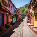 Colorful houses on the streets of Bogota, Colombia