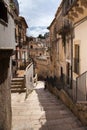 Colorful houses and streets in old medieval village Ragusa in Sicily, Italy. Royalty Free Stock Photo