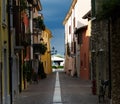 Colorful houses in the town of Lazise on Lake Garda