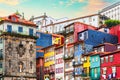 Colorful houses with traditional portuguese glazed tile in Porto, Portugal