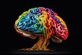 Colorful human brain model, isolated on black background, Royalty Free Stock Photo