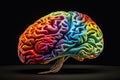 Colorful human brain model, isolated on black background Royalty Free Stock Photo