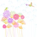 Colorful Hummingbird and Flower Royalty Free Stock Photo