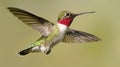 Colorful hummingbirds gracefully flying towards blooming flowers for sweet nectar