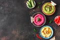 Colorful hummus vegan dips