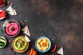 Colorful hummus vegan dips