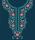 Colorful Hungarian folk art floral pattern in embroidery neckline design for the kaftan dress Royalty Free Stock Photo