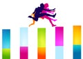 Colorful hurdles women Royalty Free Stock Photo