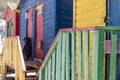Colorful huts/ houses along the beach in Muizenberg, South Africa