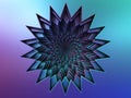 Colorful Hypnotic swirl star shape metal background, blue and purple color