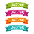 Colorful I love You ribbons. Eps10 Vector.