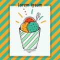 Colorful ice cream balls illustration