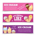 Colorful ice cream banners template set Royalty Free Stock Photo