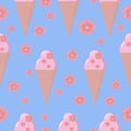 Colorful ice cream cone with sakura flowers
