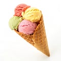 Colorful ice cream cone scoop isolated on transparent background Royalty Free Stock Photo