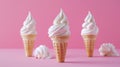 Colorful ice cream cones with whipped toppings Royalty Free Stock Photo