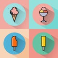 Colorful ice cream doodle icon set Royalty Free Stock Photo