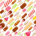 Colorful ice cream popsicles seamless pattern. Royalty Free Stock Photo