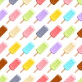 Colorful ice cream popsicles seamless pattern. Royalty Free Stock Photo