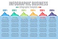 Colorful Iceberg infographic 6 Steps and Six 6 option Business data Process chart. diagram with steps, options, parts or processes