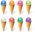 Colorful icecream cones