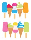 Colorful icecream cones and popsicles, vector Royalty Free Stock Photo