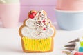 Colorful icing cookies in cupcake shape Royalty Free Stock Photo