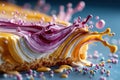 Colorful icing splashing on a piece of cake Royalty Free Stock Photo