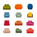 Colorful icon chair set. Collection of furniture for home interiors