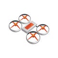 Colorful icon of flying quadrocopter. Unmanned aerial vehicle. Modern technology. Flat vector design for electronics
